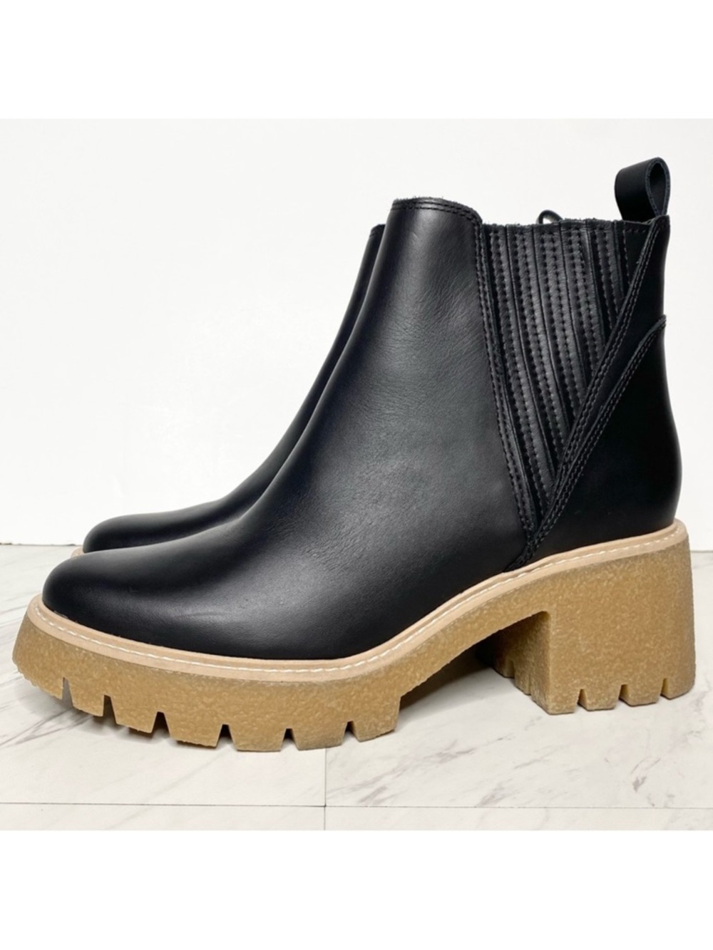 Dolce Vita Harte H2O Black Leather Heeled Bootie 8 1/2